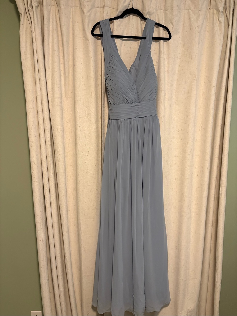 Azazie Sleeveless V-Neck Maxi Dress in Dusty Blue